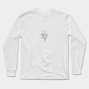 Wildflower Line Art | Floral Botanical Minimalist Lineart Long Sleeve T-Shirt